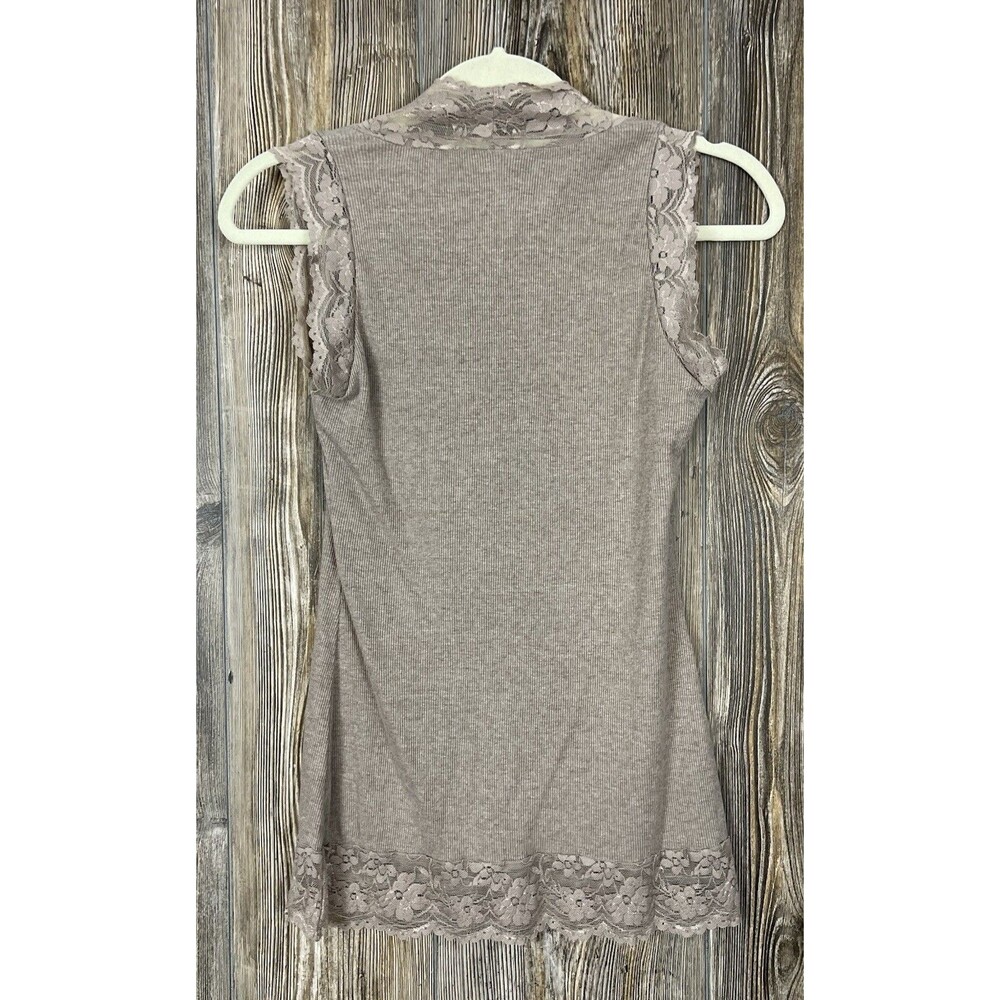 Vtg Y2K Self Esteem Beige Tank Top MED Lace Trim Bella Swan Elena Gilbert‎ - Picture 5 of 11